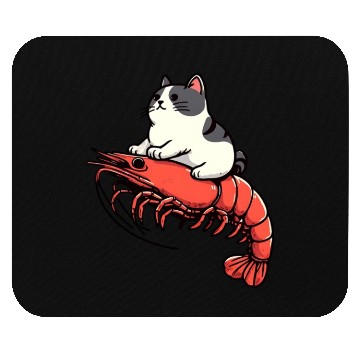 Discover Cat rides shrimp Mouse Pads