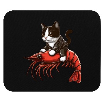 Discover Cat rides shrimp Mouse Pads