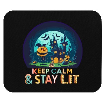 Discover Keep Calm & Stay Lit Funny Cute Halloween Pumpkin Mouse Pads