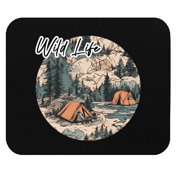 Discover Wild Life / Forest / Camping / Tent / Tree / River Mouse Pads