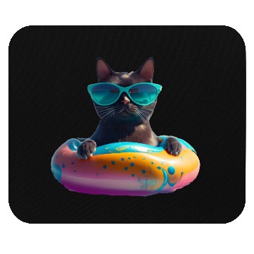 Discover Black Cat Wearing Sunglasses in Float Mouse Pads