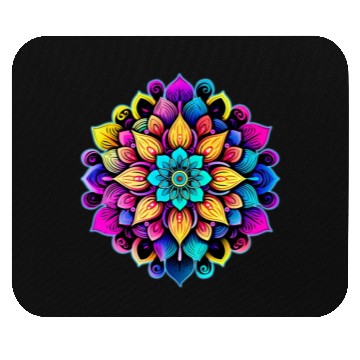 Discover Mandala: A Complex, Multicolored Floral Pattern Mouse Pads