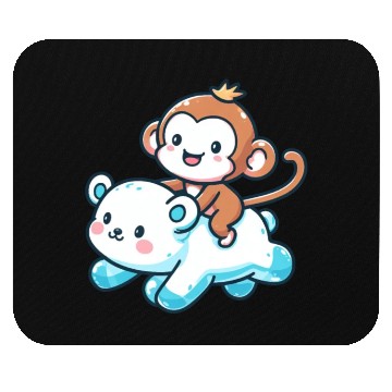 Discover Polar Bear Cute Monkey Companion Mouse Pads