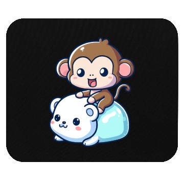 Discover Polar Bear Cute Monkey Companion Mouse Pads