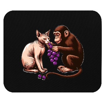 Discover Monkey feeds sphinx cat with grapes Mouse Pads