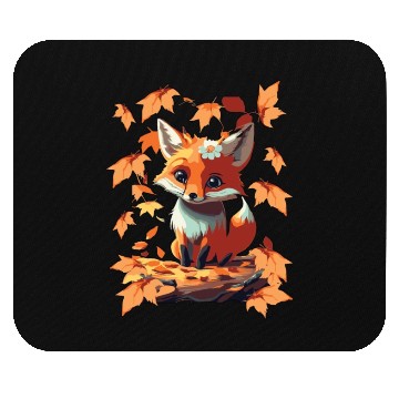 Discover Sweet cute fox in autumn Mouse Pads