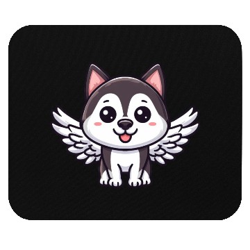Discover Angel Husky, Winged Comic, Heavenly Dog Mouse Pads