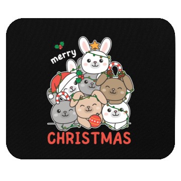 Discover Bunny Christmas Tree Merry Christmas Mouse Pads
