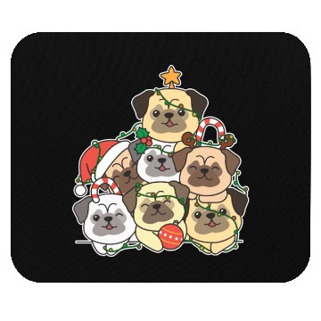 Discover Pug Christmas Tree Funny Animal Christmas Mouse Pads