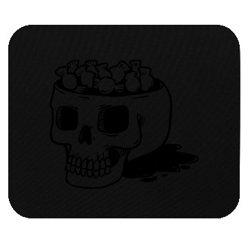 Discover human skull cut out head with candy Halloween Mouse Pads