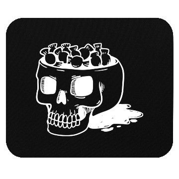 Discover human skull cut out head with candy Halloween Mouse Pads