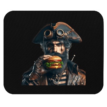 Discover Steampunk Pirate Eating Burger Mouse Pads