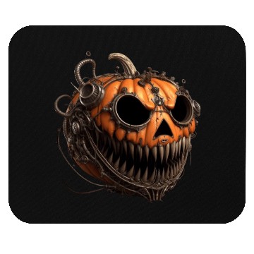 Discover creepy steampunk pumpkin with sharp teeth Mouse Pads