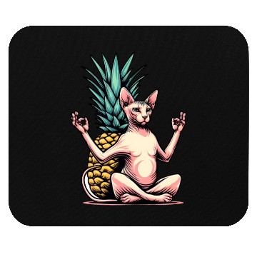 Discover Meditating Sphynx cat with pineapple Mouse Pads