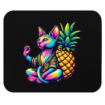 Discover Meditating Sphynx cat with pineapple Mouse Pads