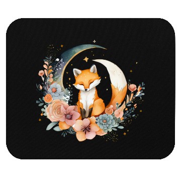 Discover Lunar Lullaby: Cute Fox on the Moon Mouse Pads