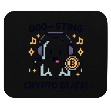 Discover Quirky 8-Bit Ghost with Crypto Beats - Halloween Mouse Pads
