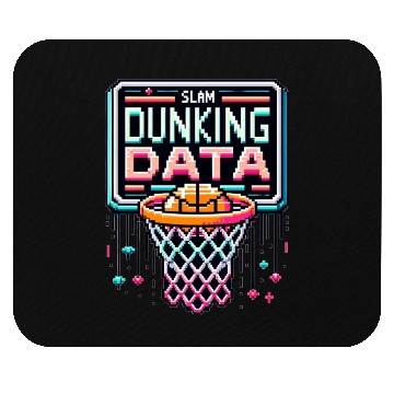 Discover Slam Dunking Data - Retro 8-bit Basketball Hoop Mouse Pads