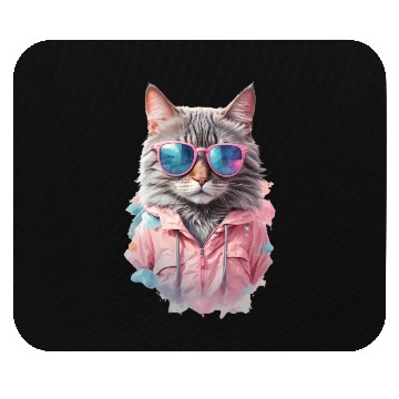 Discover Modern Chic Cat In Pink Pastel Color Mouse Pads
