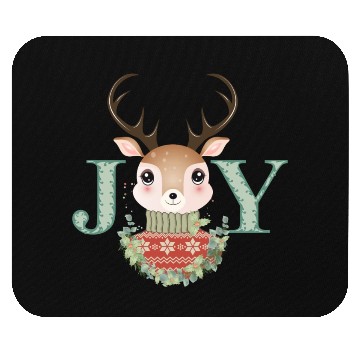 Discover cute deer with sweater and Christmas wreath Mouse Pads