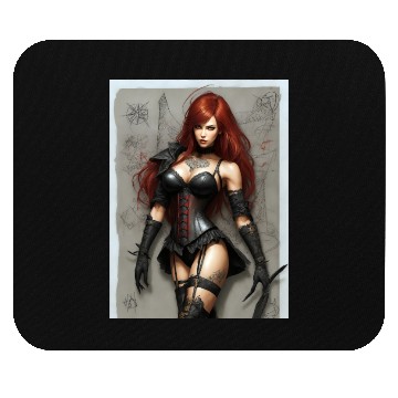Discover "Fierce Beauty: Redhead Warrior" Mouse Pads