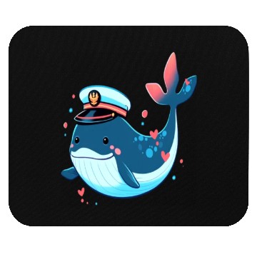 Discover Whale Sailor Cap Boat Captain Cap Boating Whale Mouse Pads
