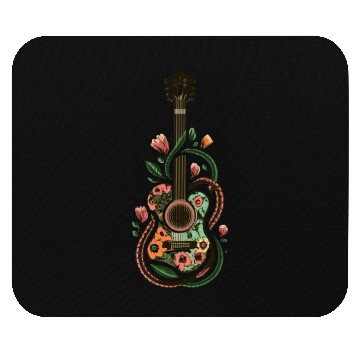 Discover Melodic Blossoms: Floral Wrapped Guitar Mouse Pads