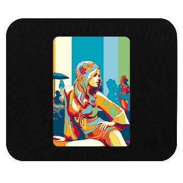 Discover Hippie girl pose on holidays Mouse Pads