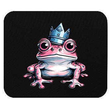 Discover Cute pink frog with crown Mouse Pads