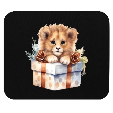 Discover African Lion inside a Christmas gift box Mouse Pads
