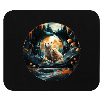 Discover Double Exposure Polar Bear Mom and Cub Gift Mouse Pads