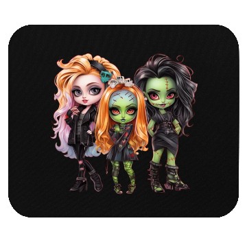 Discover Gothic Trio: Green-Skinned Beauties Mouse Pads