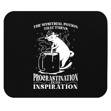Discover Witch Cat Coffee Potion Funny Procrastination Quot Mouse Pads