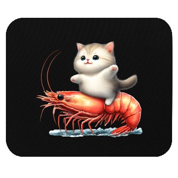 Discover Cat rides on shrimp Mouse Pads