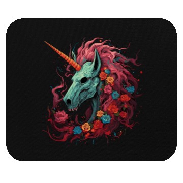 Discover scary unicorn and flowers Mouse Pads