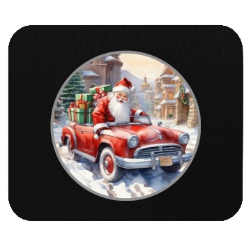 Discover Santa Claus rides in a convertible car Mouse Pads