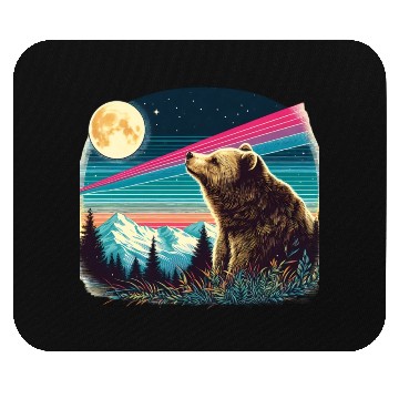 Discover Bear under the moonlight natural idyll Mouse Pads