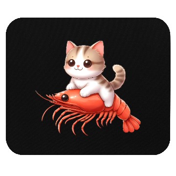 Discover Cat rides on shrimp Mouse Pads