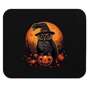 Discover Whimsical Owl in Witch Hat Halloween Mouse Pads