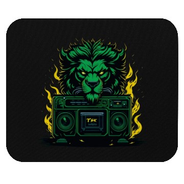 Discover Lion-human character with emerald green fur. Mouse Pads