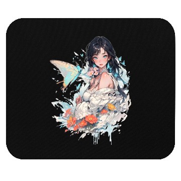 Discover beautiful lady and butterfly Mouse Pads