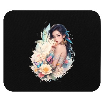 Discover lady flower butterfly Mouse Pads