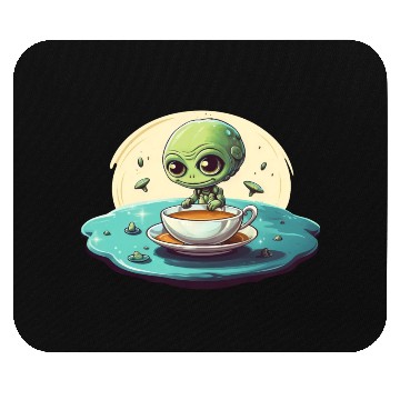 Discover green alien coffee coffee drinker Mouse Pads