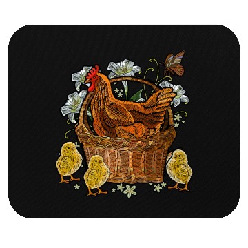 Discover Chickens Chicks Flower Basket Mouse Pads
