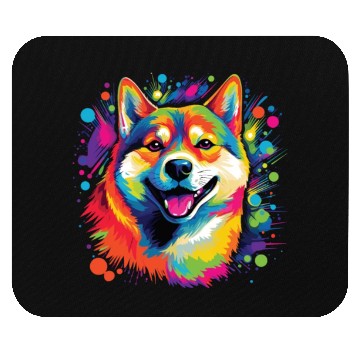 Discover Watercolor Colorful Shiba Inu Mouse Pads
