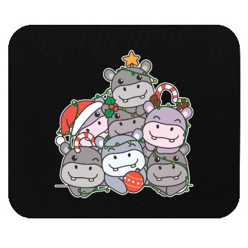 Discover Hippo Christmas Tree Funny Animal Christmas Mouse Pads