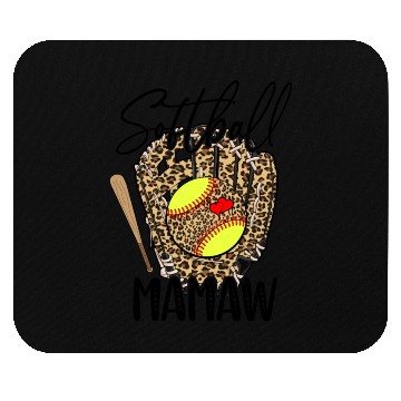 Discover Softball Mamaw Leopard Game Day Softball Lover Mouse Pads