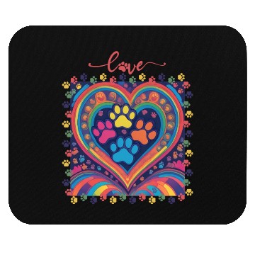 Discover Rainbow Heart Love paw prints Mouse Pads