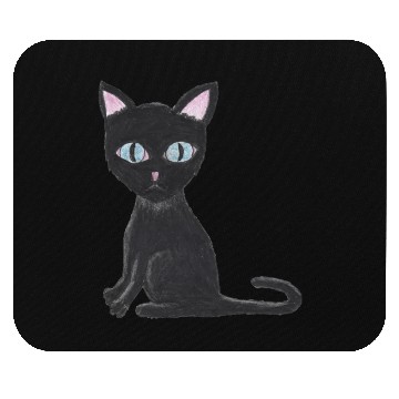 Discover Mortis the Mysterious Black Cat Mouse Pads