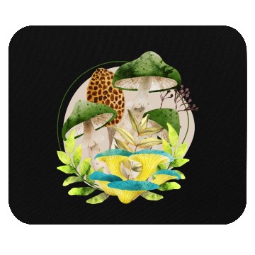 Discover Green and Brown Mushrooms Mouse Pads